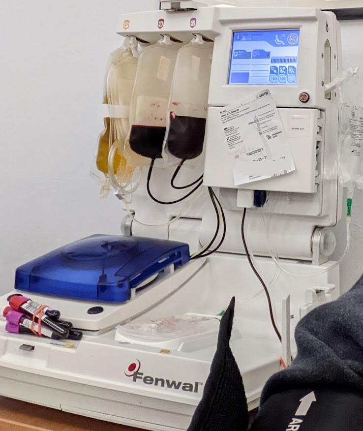 apheresis machine separating white blood cells from red blood cells